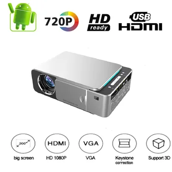 T6 3500 лумена HD 720P резолюция е 1280* 720 Преносим видео проектор led Поддръжка на USB VGA AV, HDMI-съвместим за домашно кино