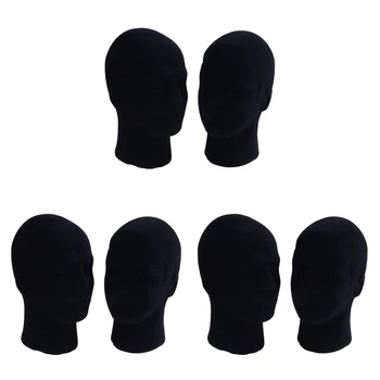 Мъжки модел-манекен от стиропор черен цвят, поставка за главата на манекена, витрина на магазин, шапка, 6 Х ЧЕРНА