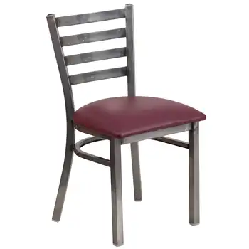 Флаш мебели от серията HERCULES с прозрачно покритие, метален стол с кетъринг стълба облегалка - бордовое виниловое седалка