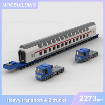 Тежка транспорт пътнически вагон с две камиони 8x4 Модел MOC Строителни блокове САМ Събрание тухли детски играчки, подаръци 2273 бр.