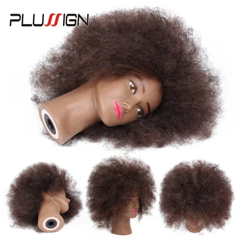 Главата перука Plussign, обучение корона за фризьорски сляпо, африкански глави-манекени за салонной стайлинг на коса, африканска главата-манекен