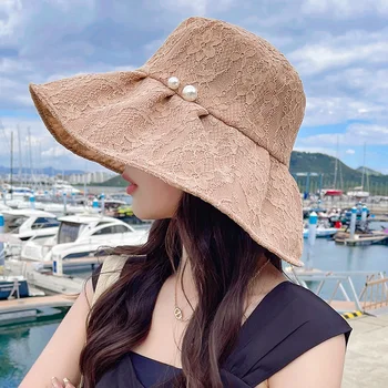 Модерна лятна шапка от слънцето, панама за жени, панама за момичета, плажни пътуване, градинска сгъваема рибар шапка, слънчеви шапки с голяма периферия