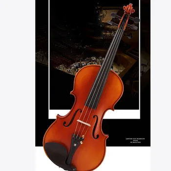 Цигулка от клен ръчно изработени премиум-клас с натурален шарките на клен AA за обучение за възрастни и деца с твърд футляром и аксесоари, solo b