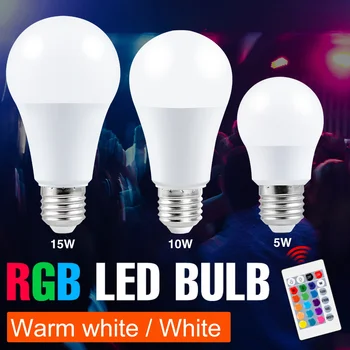 10 БР. led лампа 220v E27, прожектор за помещения, RGB лампа, вечерни, нощни осветителни тела, декоративни атмосферни лампи, умен лампа с дистанционно управление