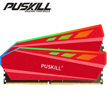 PUSKILL RGB XMP2.0 Memoria 16 GB, 8 GB, 3200 Mhz 3600 Mhz 1,35 В CL16 Радиатор UDIMM Двоен Memoriram Оперативна памет Ddr4 Десктоп Памет