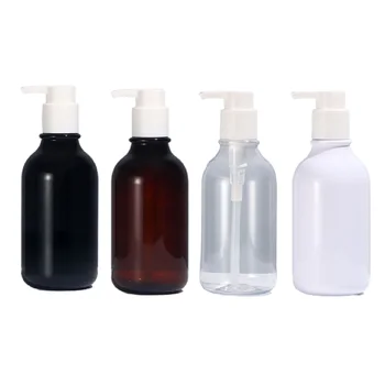 Опаковка Бял помпа за лосион Пластмасова бутилка с кръгла рамо ПАТ прозрачни блестящи черни, кафяви, бели бутилки опаковка за душата на 10 броя