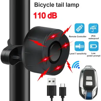 Безжична велосипедна вибрационна аларма USB акумулаторна светодиодна мотоциклетът велосипедна алармена система с дистанционно управление, противоугонный детектор на мотора, аларма