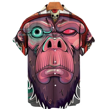 Лятна мъжки ежедневни риза с гавайским модел и цветисти принтом, топла разпродажба, голяма топ с къс ръкав, преувеличенная луксозно облекло Y2k Harajuku