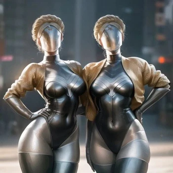 2023 ролева игра Atomic Сърце Cosplay роботи-близнаци Наташа, гланц гащеризон, маска, якета, перуки, костюми за Хелоуин за жени 2023 ролева игра Atomic Сърце Cosplay роботи-близнаци Наташа, гланц гащеризон, маска, якета, перуки, костюми за Хелоуин за жени 4