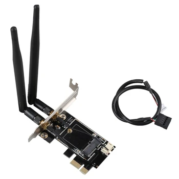 PCI-E X1 до M. 2 NGFF E-Key WiFi адаптер за безжична мрежа, карта, конвертор с Bluetooth за настолен КОМПЮТЪР