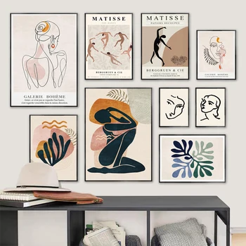 Плакат на Матис в скандинавски стил, абстрактна линия на тялото, реколта декоративни картини, щампи върху платно, стенни художествени картини, декорация за дома, естетика