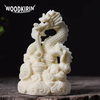 Талисман Декоративна статуетка на Малък бял дракон, художествена скулптура от смола, китайски митични животни, декорация за дома, офиса, на късмет