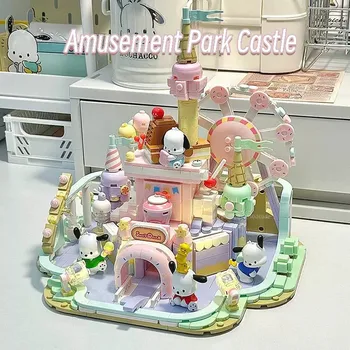 Строителни блокове, десерт рай, музикална часовника, замък, сладък Sanrio Pochacco, декоративна модел splice, детски играчки, модерен подарък