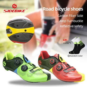 Мъжки обувки за шоссейного колоезденето SIDEBIKE от въглеродни влакна, ултра-леки скоростни колоездене, маратонки, самоблокирующаяся обувки за автомобилния състезания, дишаща