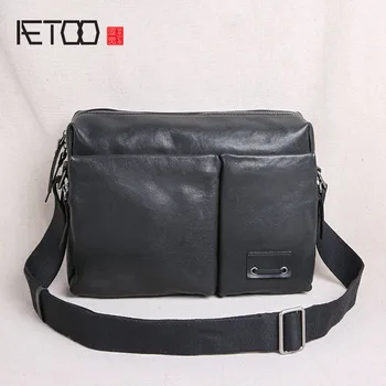 AETOO Мъжка чанта през рамо кожена модна тенденция чанта-месинджър горна кожена мъжка чанта ежедневни мека кожена чанта