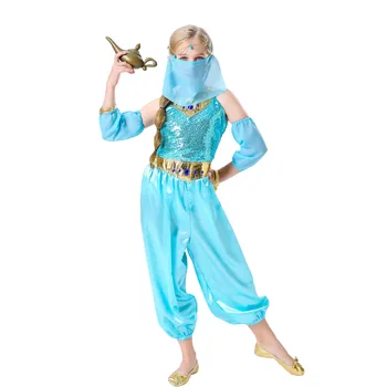 Облечи принцеса с жасмин на Хелоуин, комплект костюми за cosplay с танци на корема за момичета