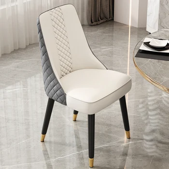 Луксозни кожени трапезни столове с дизайнерска облегалка, офис трапезни столове за почивка, игра ергономични комплекти мебели Sillas Comedor