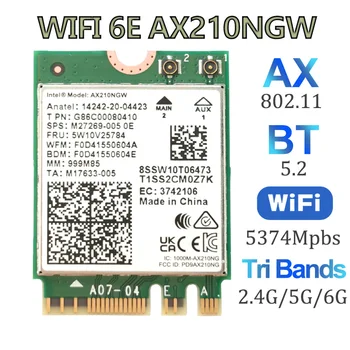 Трехдиапазонная Безжична карта WI-Fi 6E AX210 M. 2 NGFF 5374 Mbps за Intel AX210NGW 2,4 Ghz/5G 802.11 ax Bluetooth 5,2 Wifi Мрежова карта