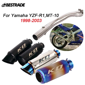 Мотоциклетът Изпускателната Система За Yamaha YZF-R1 MT-10 1998-2003 Изпускателната Тръба на Ауспуха Slip On 51 мм, Средното Звено на Тръби От Неръждаема Стомана