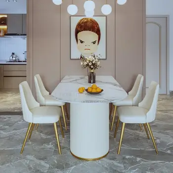 Модерен, светъл луксозна италианска маса за хранене за малък апартамент лъскава маса за хранене от масивно дърво с висококачествени ресторантьорска мебели