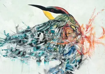 Висококачествена красива птица Живопис с маслени бои арт подарък за 100% ръчно изработени Модерен абстрактна живопис с маслени бои на платно, с монтиран на стената арт подарък за дома