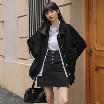 Сандро Ривърс, работно облекло, черно палто за жените, ежедневно деним яке, жилетка с яка-поло, стил на гаджето си, дизайнерски стил, пролетно новост