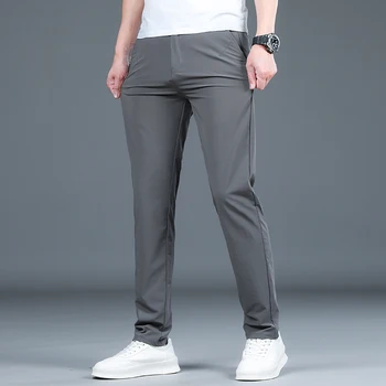 2023 Нов летен стил, мъжки приталенные тъмно-сиви ежедневни панталони, класически, бизнес, мода, разтеглив обикновена панталони, мъжки