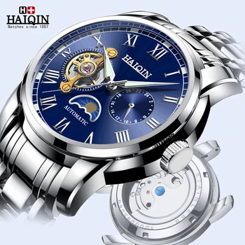 Нови мъжки часовник HAIQIN, най-добрата марка за Луксозни автоматични механични часовници, мъжки бизнес часовници, модни ръчни часовници, мъжки relogio masculino