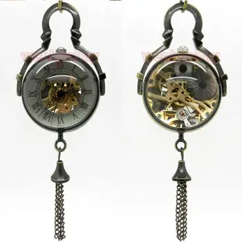 Ретро стил, прекрасни прозрачни римски цифри, стъклена топка, механични часовници джобни, медальон, огърлица, верижка, мъжки часовник Ретро стил, прекрасни прозрачни римски цифри, стъклена топка, механични часовници джобни, медальон, огърлица, верижка, мъжки часовник 3