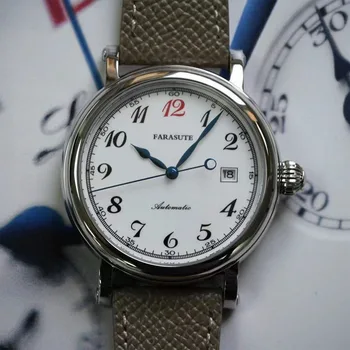 Мъжки механичен часовник FARASUTE, син сапфир циферблат с емайл, водоустойчив автоматични механични ръчни часовници в ретро стил