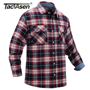 TACVASEN/пролетно-есенни висококачествени памучни фланелен ризи, мъжки ризи в клетка с дълъг ръкав, работни ризи, ежедневни ризи с копчета, върхове