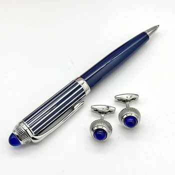 Луксозна химикалка CT писалка от син кристал на върха, подходящи копчета за ръкавели, подарък, премия