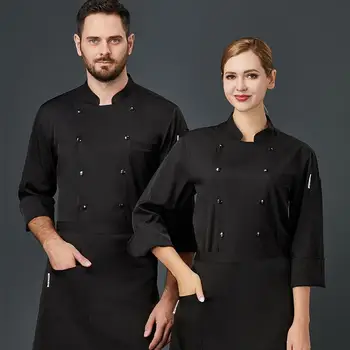 Хранене гащеризон готвач есенно-зимни дрехи с дълъг ръкав за мъже и жени, униформи за кухнята на ресторанта голям размер