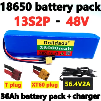 Батерия за электровелосипеда 48v 36Ah 18650 литиево-йонна батерия 13S2P комплект за ремонт на велосипеди bafang 1000w и зарядно устройство 54,6 V 2A + plug XT60/T