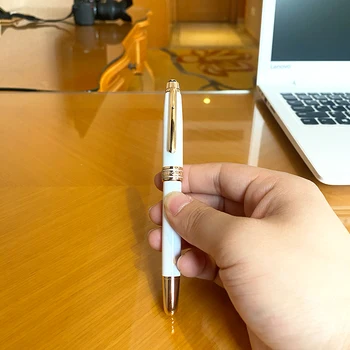 100% чисто нова луксозна бяла класическа химикалка химикалка за подпис, офис ученически пишещи средства, канцеларски материали 94211