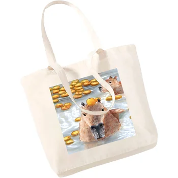 Красиви дамски чанти от капибары, тъканно холщовая чанта за пазаруване, женски еко-торбички за еднократна употреба на рамото