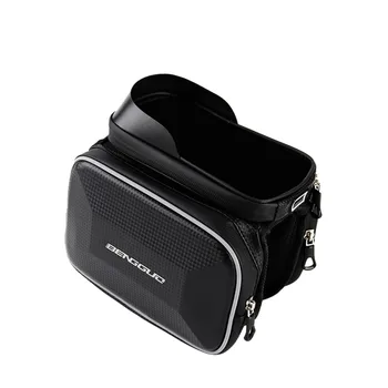 Велосипедна чанта с горната тръба, двойна чанта със сензорен екран, чанта за телефон, чанта за носене на предната част на рамката на планински велосипед Мтв, велосипедна кошница