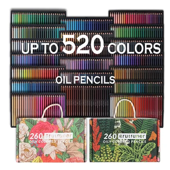Професионален набор от маслени моливи Brutfuner 520/260 цветя, цветни моливи за чертане, ръчни пособия за рисуване с цветни моливи