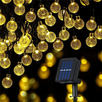Слънчеви струнни инструменти осветителни тела, външни непромокаеми кристални топки с 8 режима 50 светодиоди за домашна градина, сватбена коледна украса