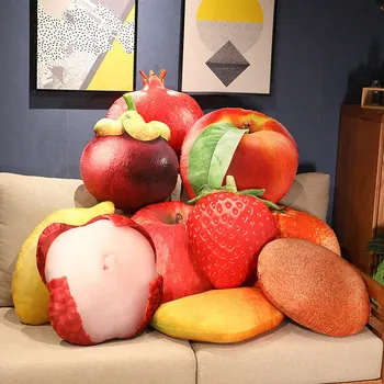 Креативна имитация плодов плюшени играчки, Диня, ягоди, плодове възглавници, плюшени играчки, офис възглавници за сън, подвижни