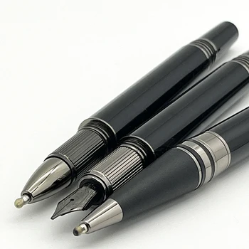 Химикалка химикалка-roller LAN MB Звездообразное матирано връзка от черно и смола със сериен номер, по-гладко писане