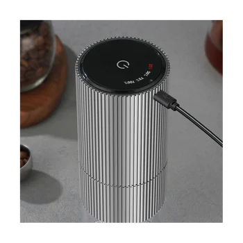 Електрическа кафемелачка Автоматична кафемашина за приготвяне на кафе на зърна, подправки, еспресо, USB зарядно устройство, кафемелачка сребриста