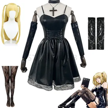 Аниме Тетрадка на смъртта, костюм Мисамисы за cosplay, черна секси рокля, комплект с пола, облекло за Хелоуин, Коледно парти