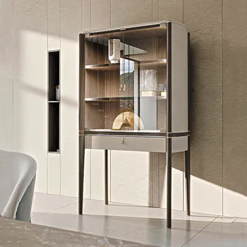 Италиански Луксозен лек винен шкаф със стъклена врата Лесен шкаф за хол