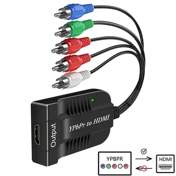 Професионален 5RCA RGB ypbpr компонент към HDMI DVD TV Поддръжка за 1080P компонент адаптер HDMI конвертор за видео, аудио