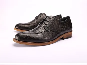 Черни мъжки Модел Обувки От Лачена кожа, Модерен Мъжки Oxfords Без Шнур От естествена кожа с петна 
