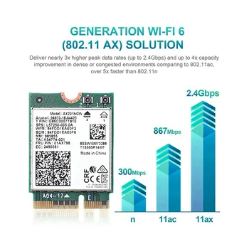 AX201NGW WiFi Карта с 2XAntenna 2.4ghz + 5ghz WiFi 6 3000 Mbps M. 2 CNVio2 Bluetooth 5,1 WiFi Адаптер за Win10 AX201NGW WiFi Карта с 2XAntenna 2.4ghz + 5ghz WiFi 6 3000 Mbps M. 2 CNVio2 Bluetooth 5,1 WiFi Адаптер за Win10 2