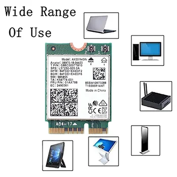 AX201NGW WiFi Карта с 2XAntenna 2.4ghz + 5ghz WiFi 6 3000 Mbps M. 2 CNVio2 Bluetooth 5,1 WiFi Адаптер за Win10 AX201NGW WiFi Карта с 2XAntenna 2.4ghz + 5ghz WiFi 6 3000 Mbps M. 2 CNVio2 Bluetooth 5,1 WiFi Адаптер за Win10 5