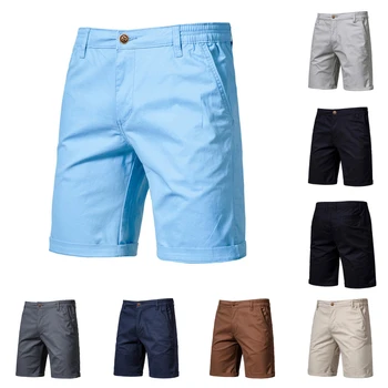 2023 Летни обикновена ежедневни панталони за мъже, висококачествени мъжки къси панталони с еластичен ластик на талията, класически плажни шорти в модерен стил