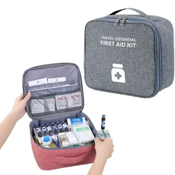 Главна пътна аптечка за първа помощ, по-голямата голям празна чанта за съхранение на лекарства, портативна медицинска кутия, калъф за оцеляване, чанта за спешна помощ на открито